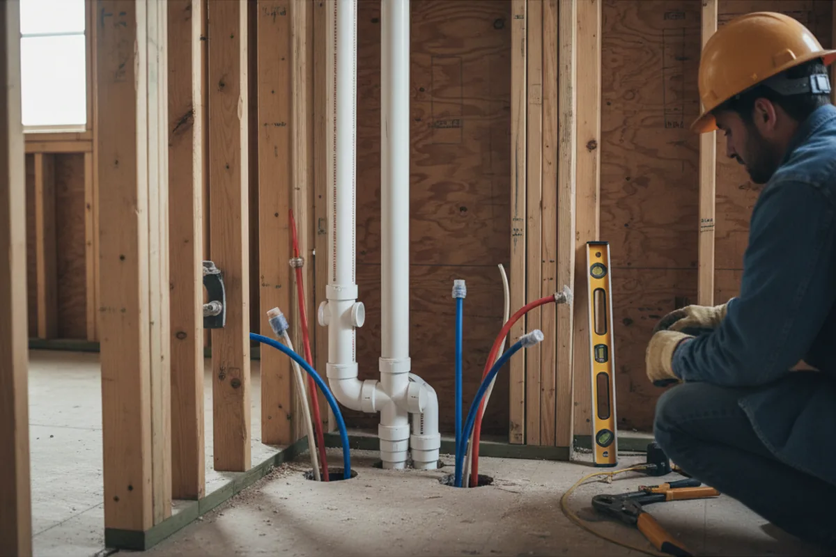 Drain and supply rough-in during Leak Detection in Shelburne Falls